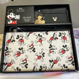 NIB Disney Mickey Mouse Wristlet ID Wallet, and a Keychain